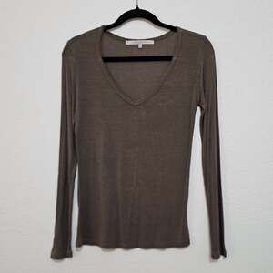 La Fee Maraboutee Sheer Lightweight Brown Long Sleeve Top Women Size 4